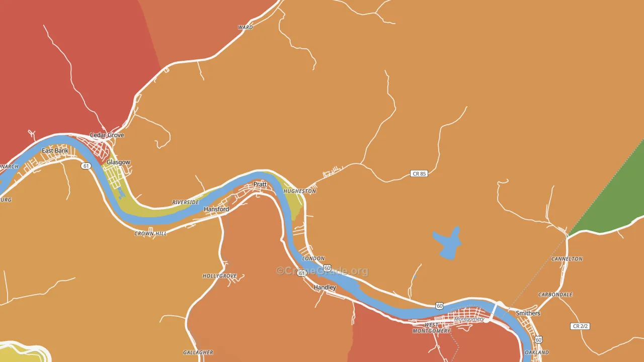 Hugheston, WV Map of Vehicle Theft Rates