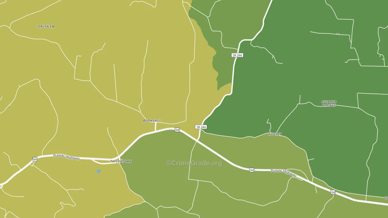 Hughey, TN Map of Vehicle Theft Rates