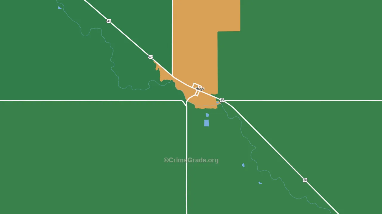 Hugo, CO Map of Vehicle Theft Rates