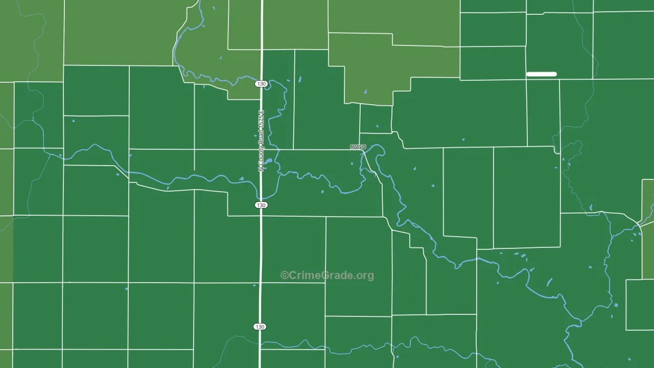 Hugo, IL Map of Vehicle Theft Rates