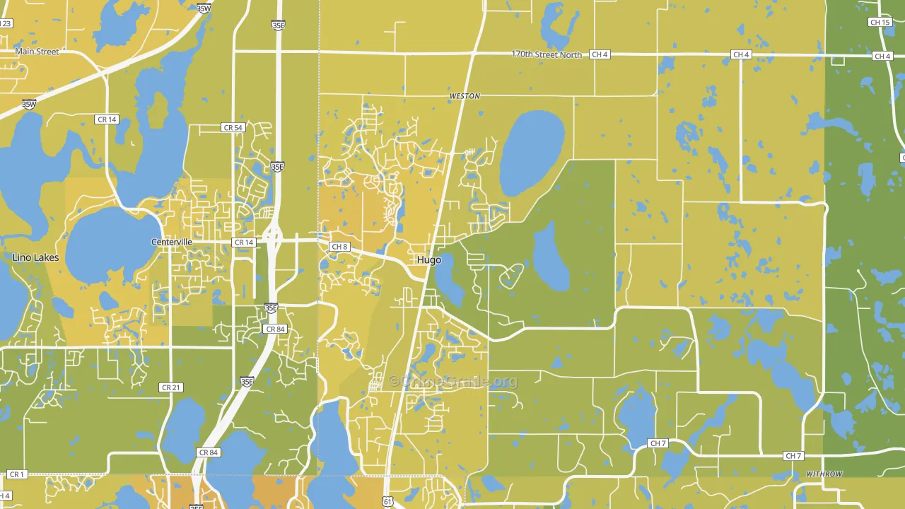 Hugo, MN Map of Vehicle Theft Rates