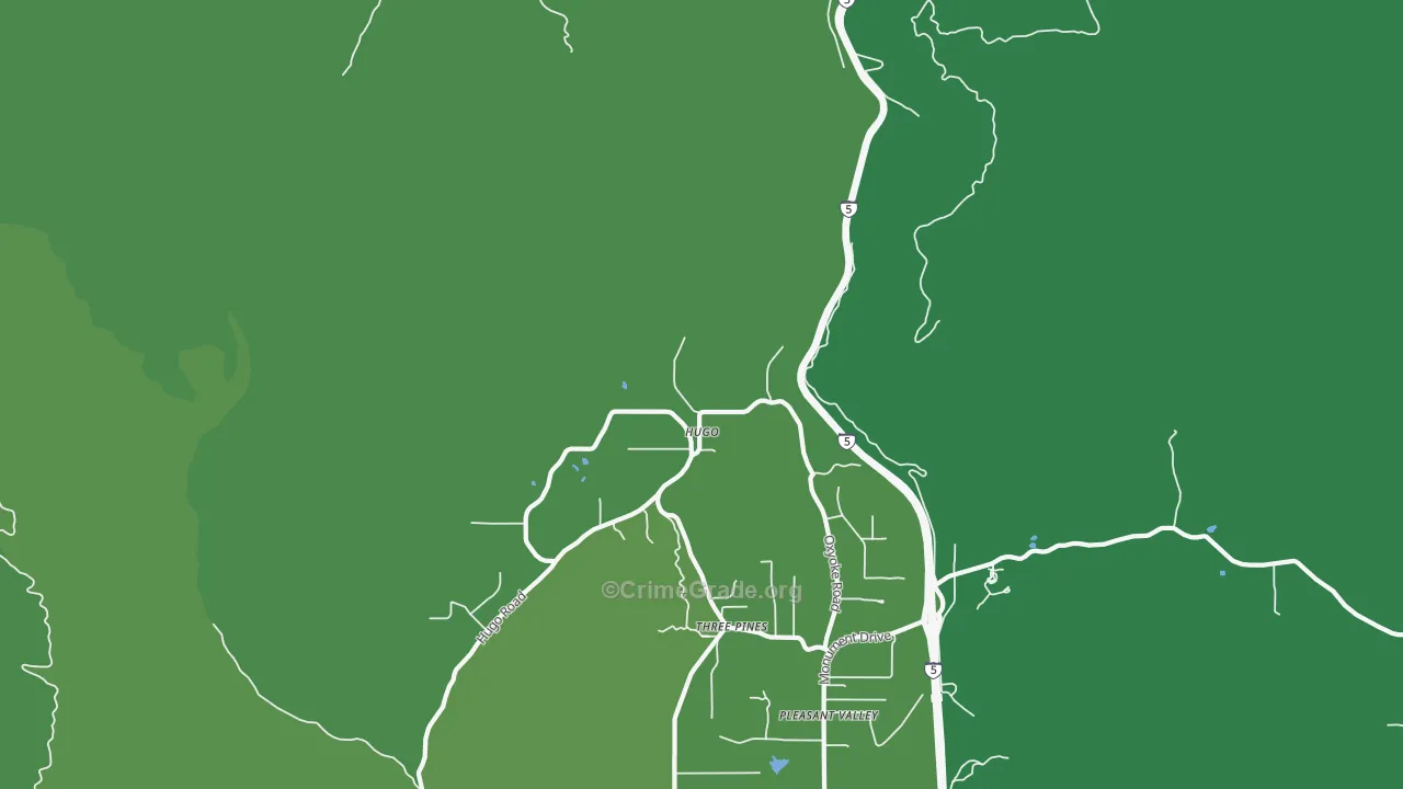 Hugo, OR Map of Vehicle Theft Rates