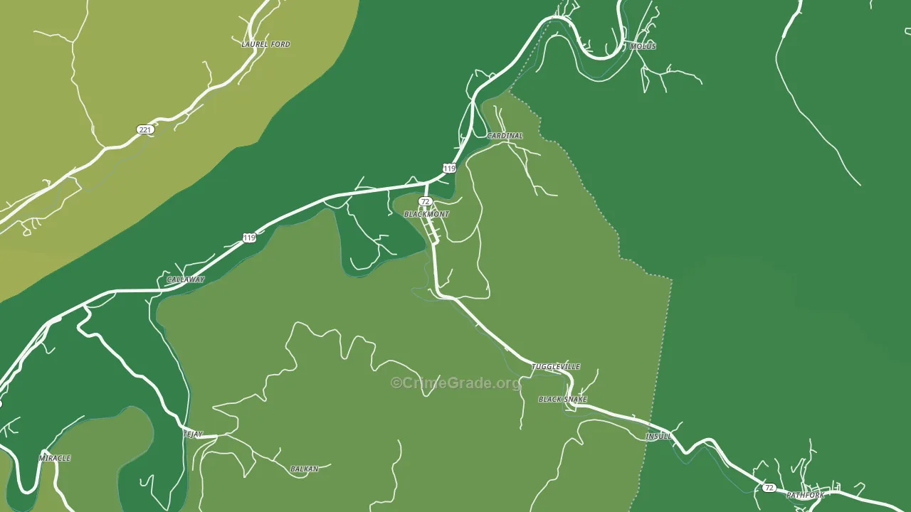Hulen, KY Map of Vehicle Theft Rates