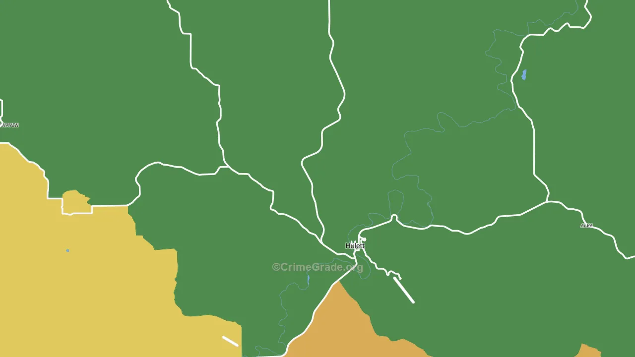 Hulett, WY Map of Vehicle Theft Rates
