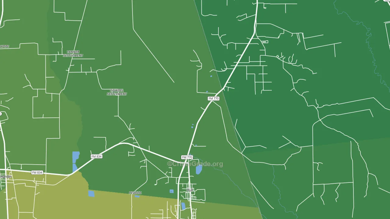 Hull, TX Map of Vehicle Theft Rates