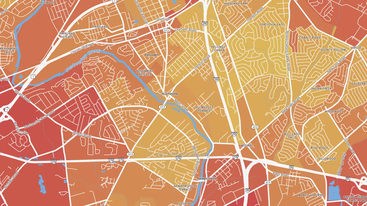 Hulmeville, PA Map of Vehicle Theft Rates