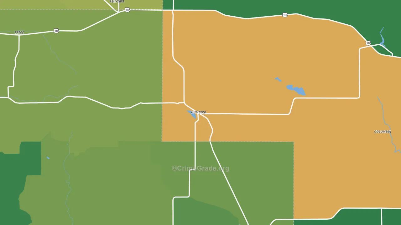 Humbird, WI Map of Vehicle Theft Rates