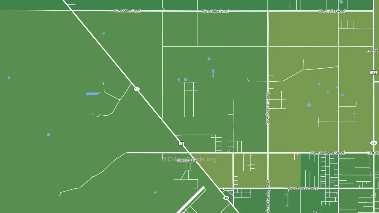 Humble City, NM Map of Vehicle Theft Rates