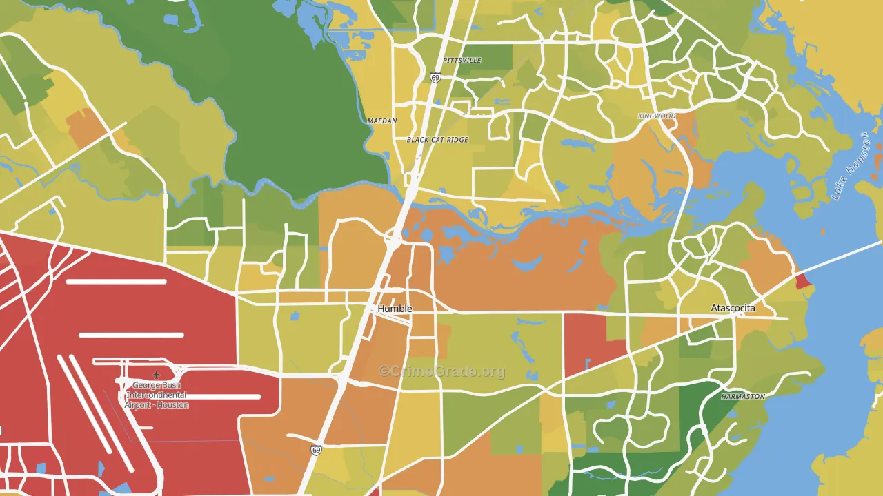 Humble, TX Map of Vehicle Theft Rates