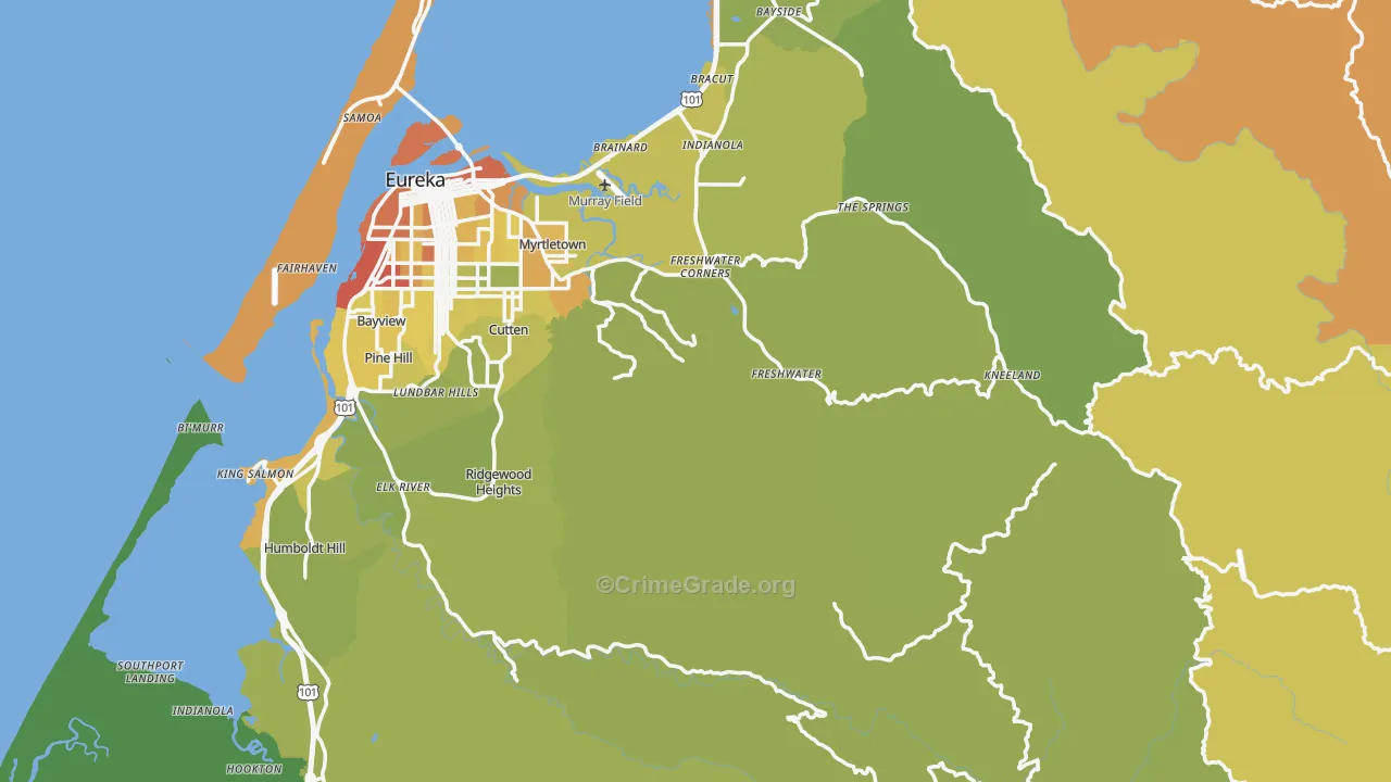 Humboldt County, CA Map of Vehicle Theft Rates