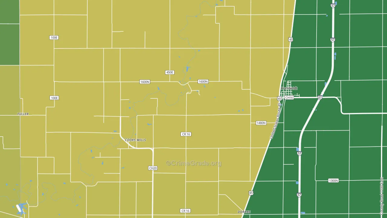 Humboldt, IL Map of Vehicle Theft Rates