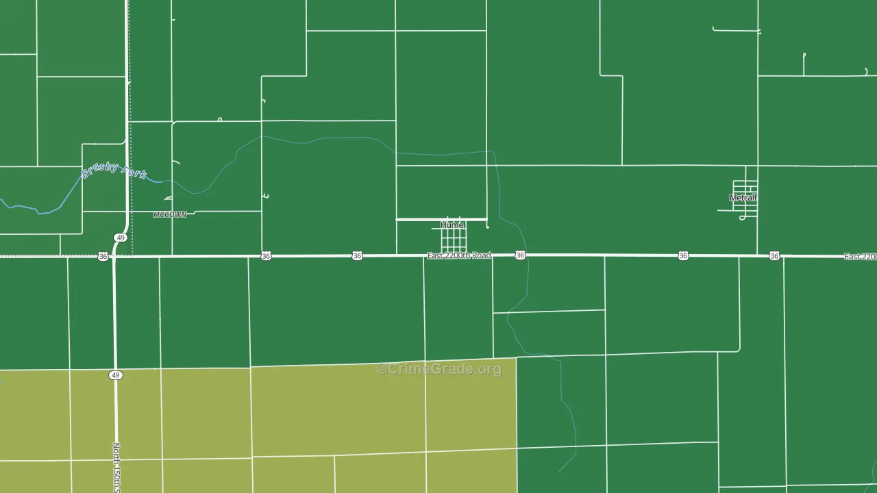 Hume, IL Map of Vehicle Theft Rates