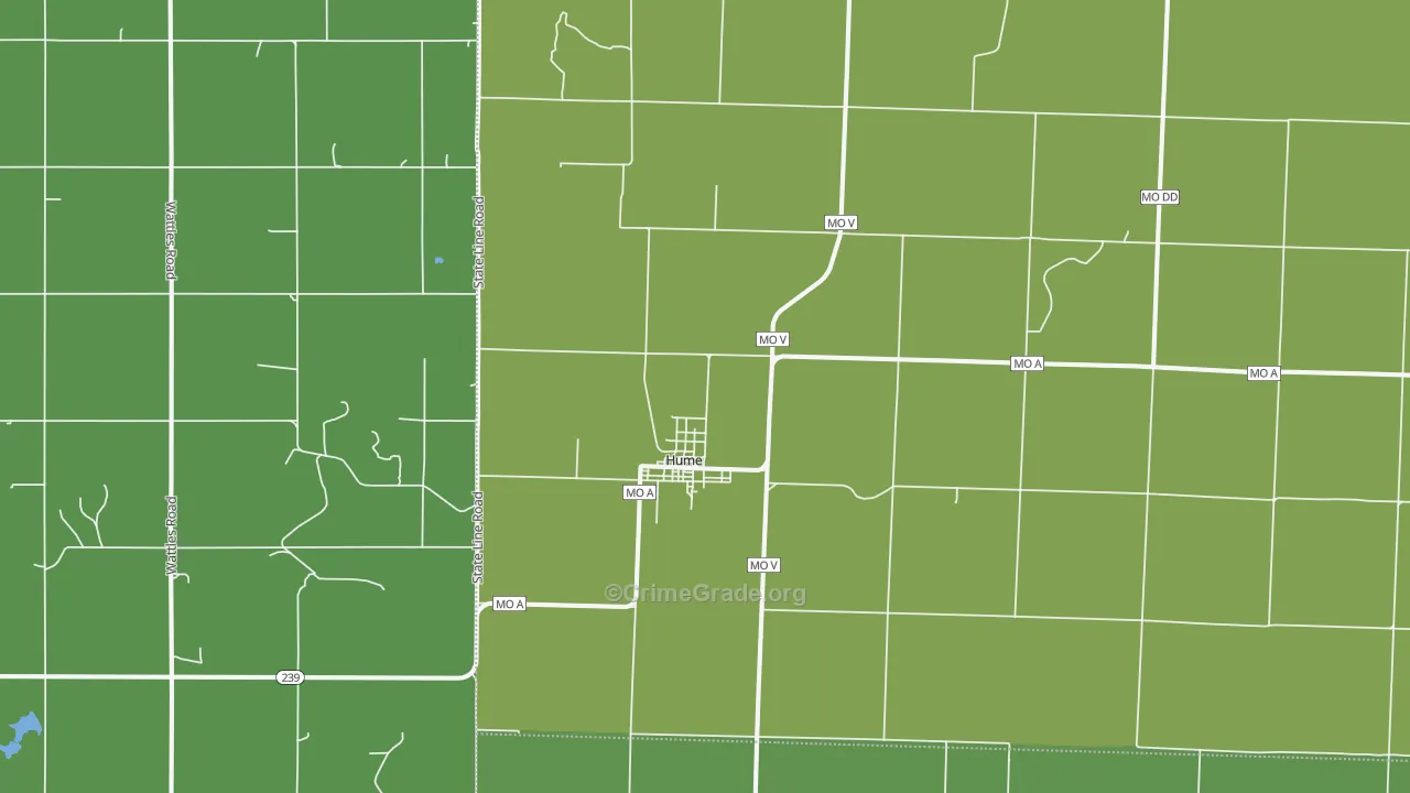 Hume, MO Map of Vehicle Theft Rates