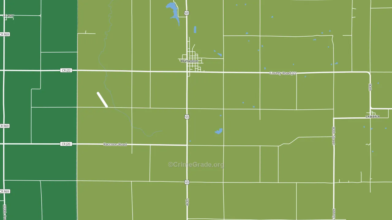 Humeston, IA Map of Vehicle Theft Rates