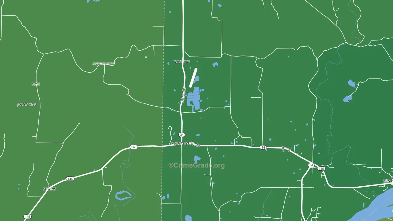 Humm Wye, IL Map of Vehicle Theft Rates