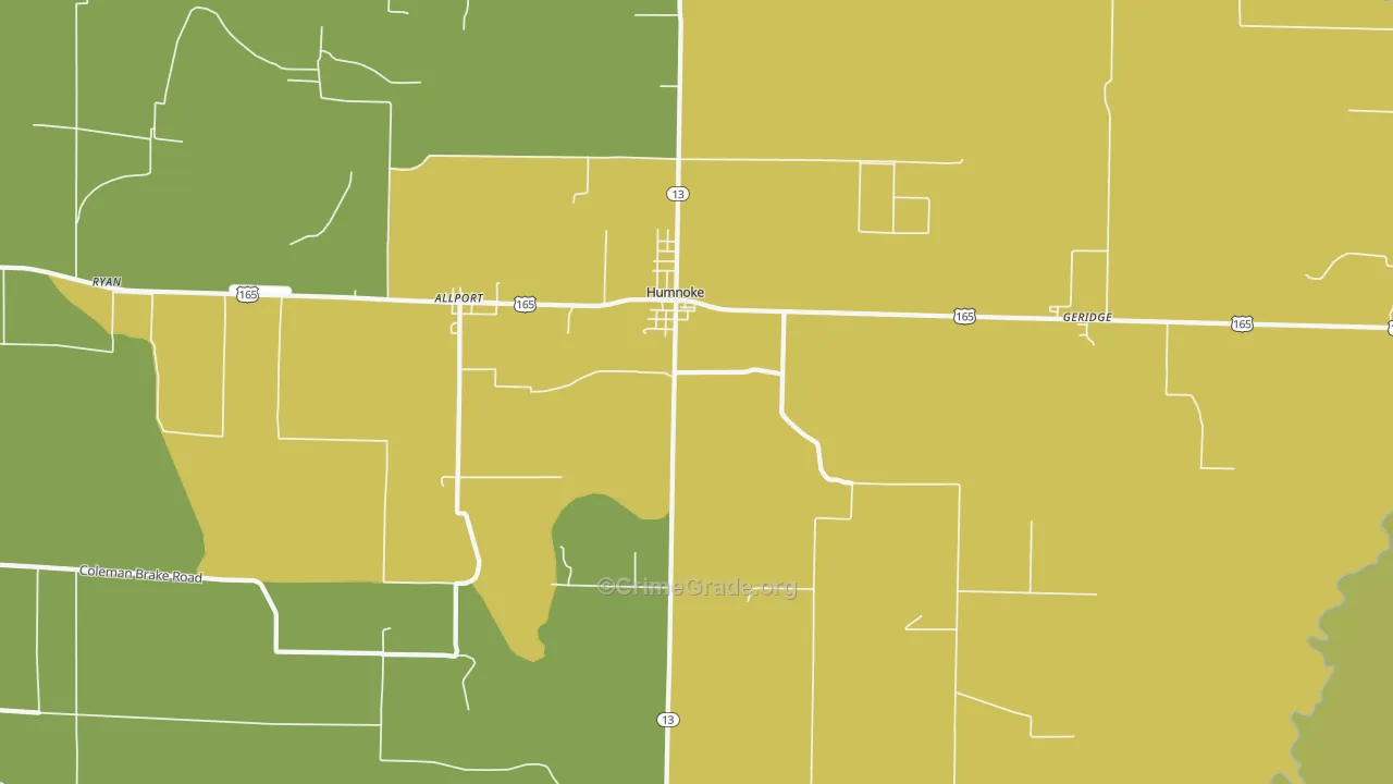 Humnoke, AR Map of Vehicle Theft Rates