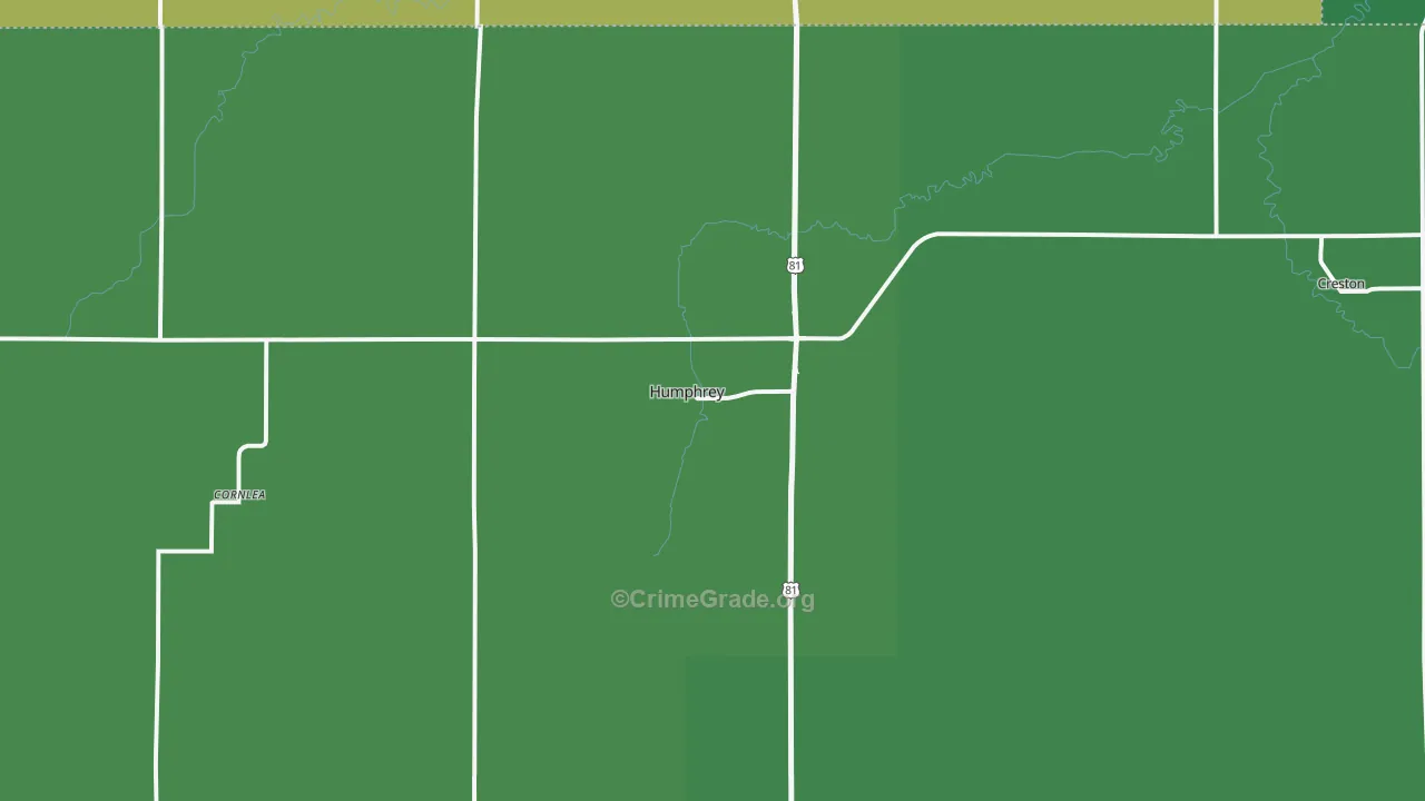 Humphrey, NE Map of Vehicle Theft Rates
