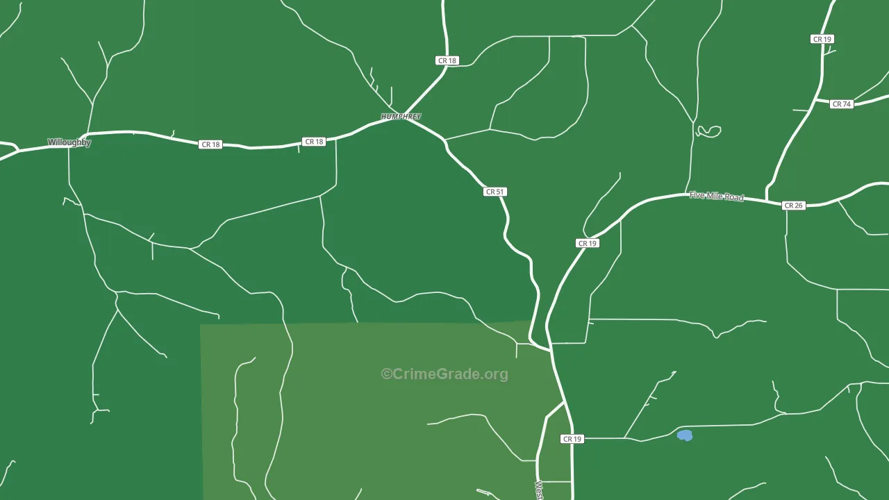 Humphrey, NY Map of Vehicle Theft Rates