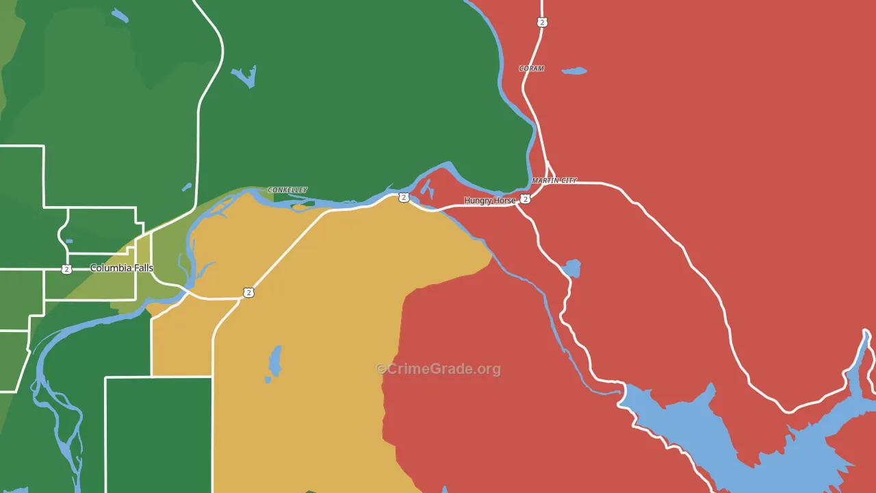 Hungry Horse, MT Map of Vehicle Theft Rates