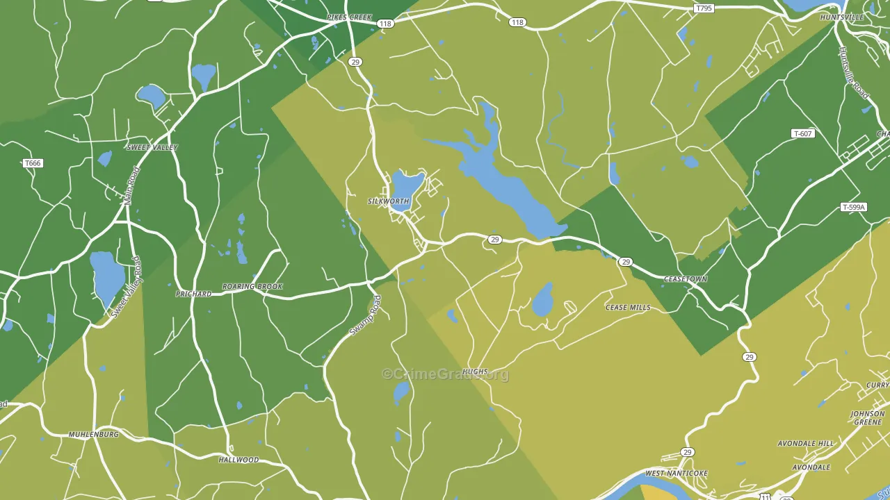 Hunlock Creek, PA Map of Vehicle Theft Rates