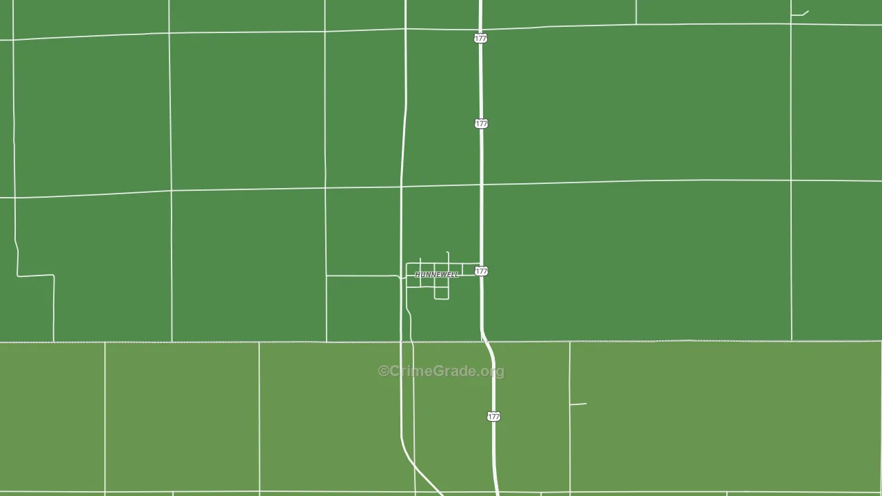 Hunnewell, KS Map of Vehicle Theft Rates