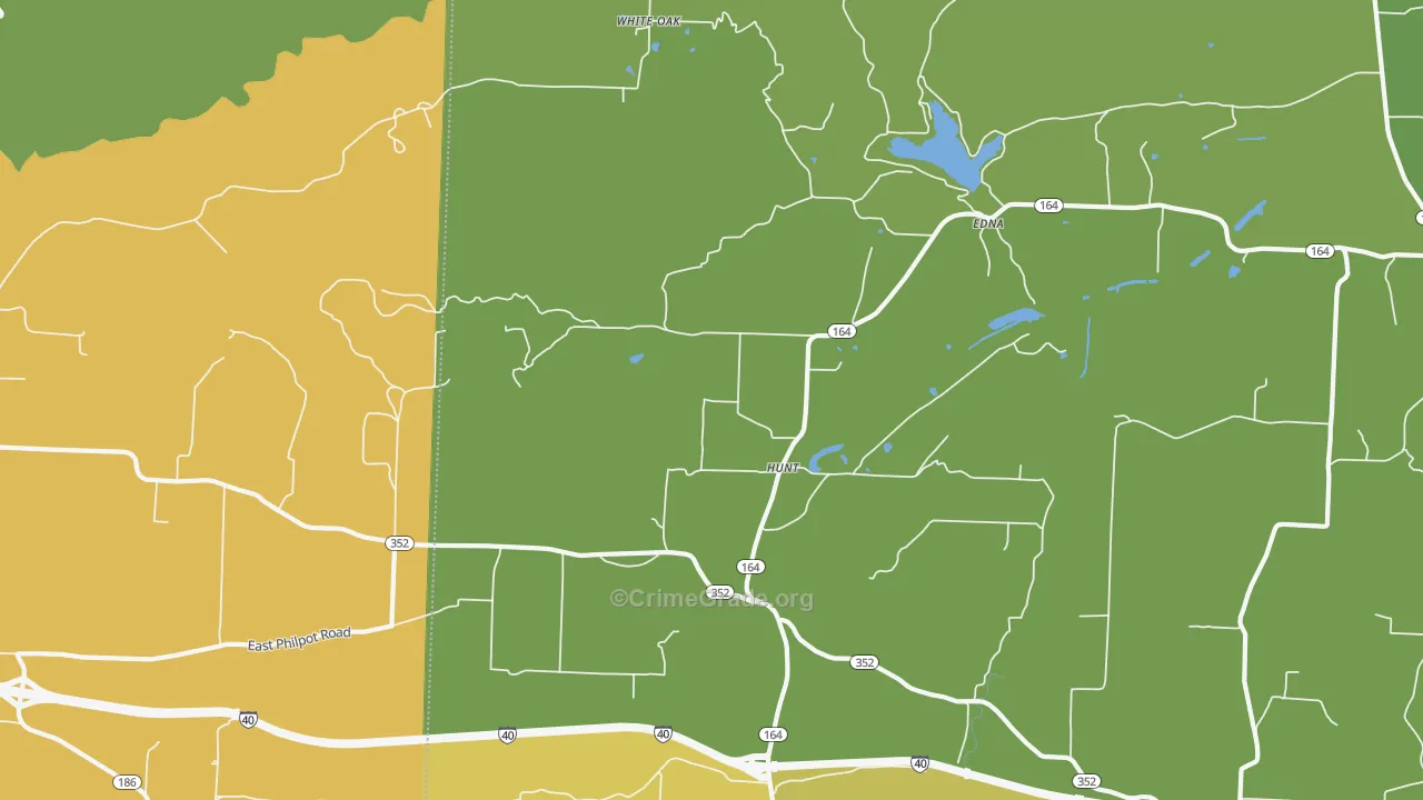 Hunt, AR Map of Vehicle Theft Rates