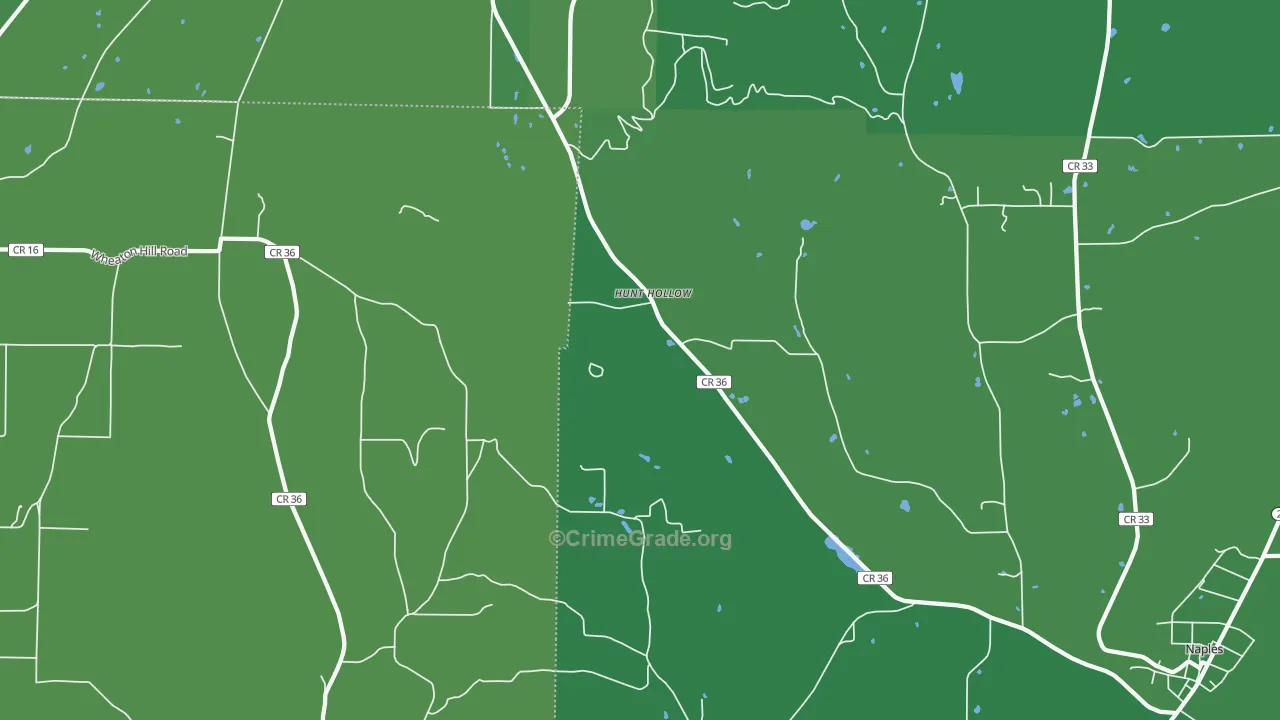 Hunt Hollow, NY Map of Vehicle Theft Rates