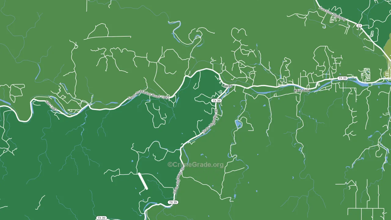 Hunt, TX Map of Vehicle Theft Rates