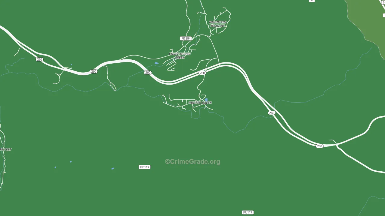 Hunter Creek, AZ Map of Vehicle Theft Rates