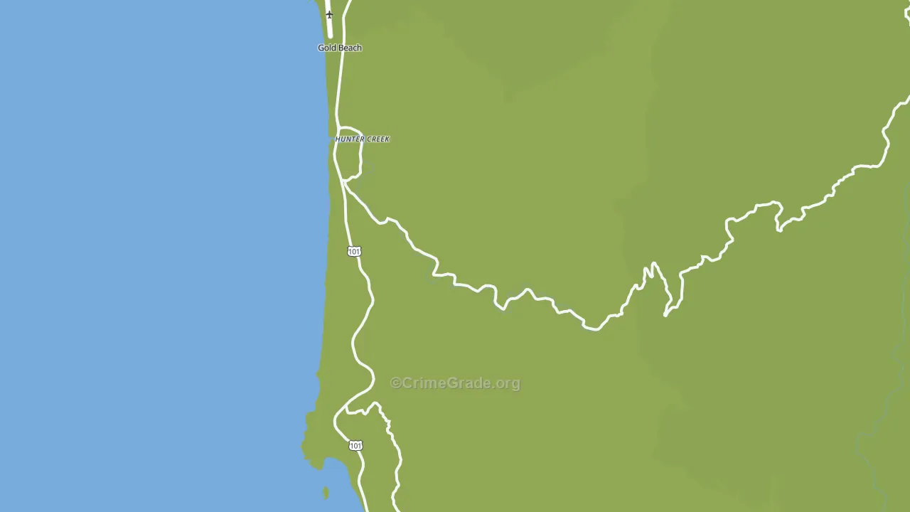 Hunter Creek, OR Map of Vehicle Theft Rates