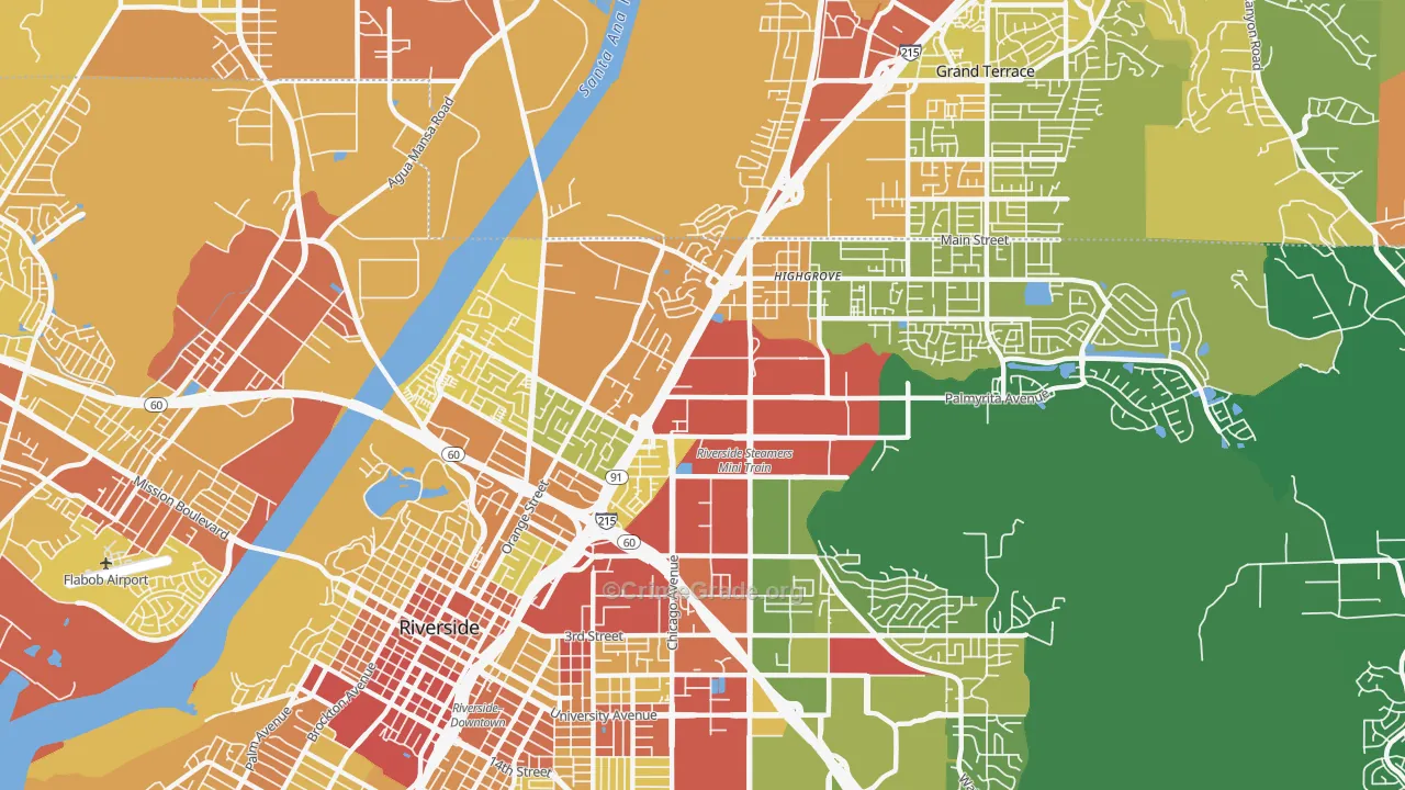 Hunter Industrial Park, Riverside, CA Map of Vehicle Theft Rates