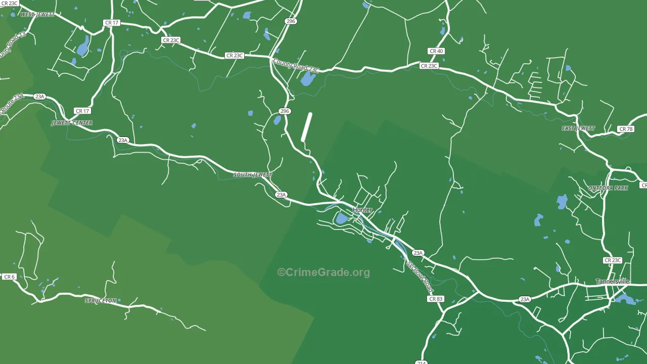 Hunter, NY Map of Vehicle Theft Rates