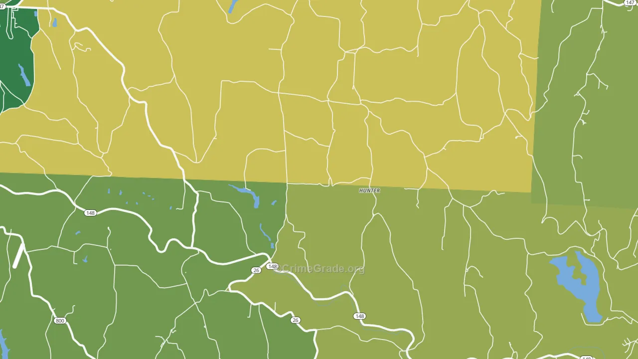 Hunter, OH Map of Vehicle Theft Rates