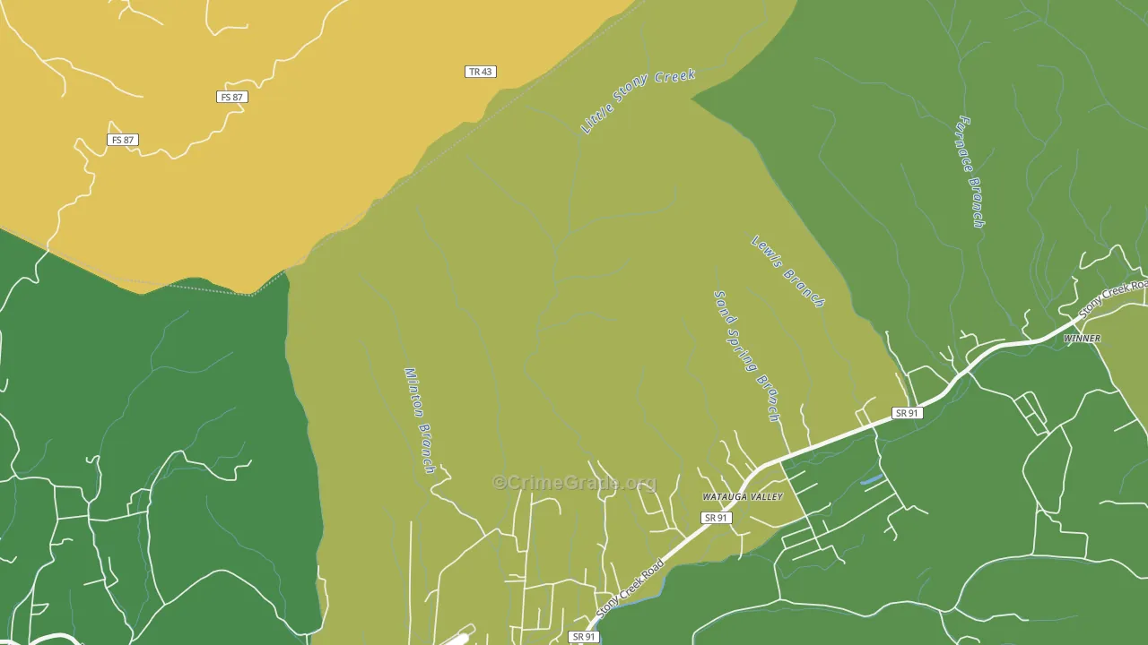 Hunter, TN Map of Vehicle Theft Rates