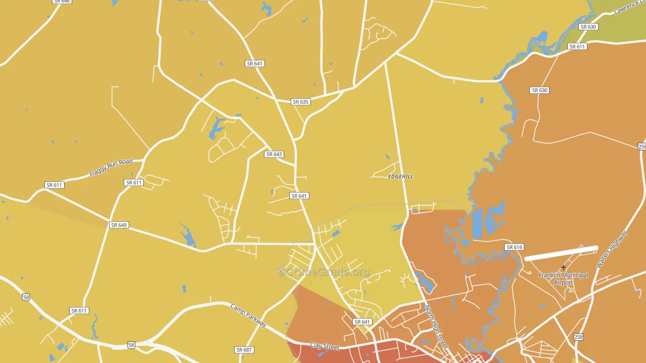 Hunterdale, VA Map of Vehicle Theft Rates