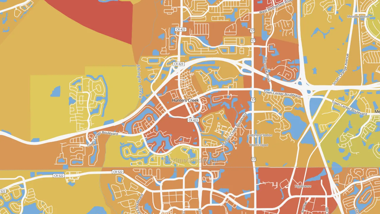 Hunters Creek, FL Map of Vehicle Theft Rates