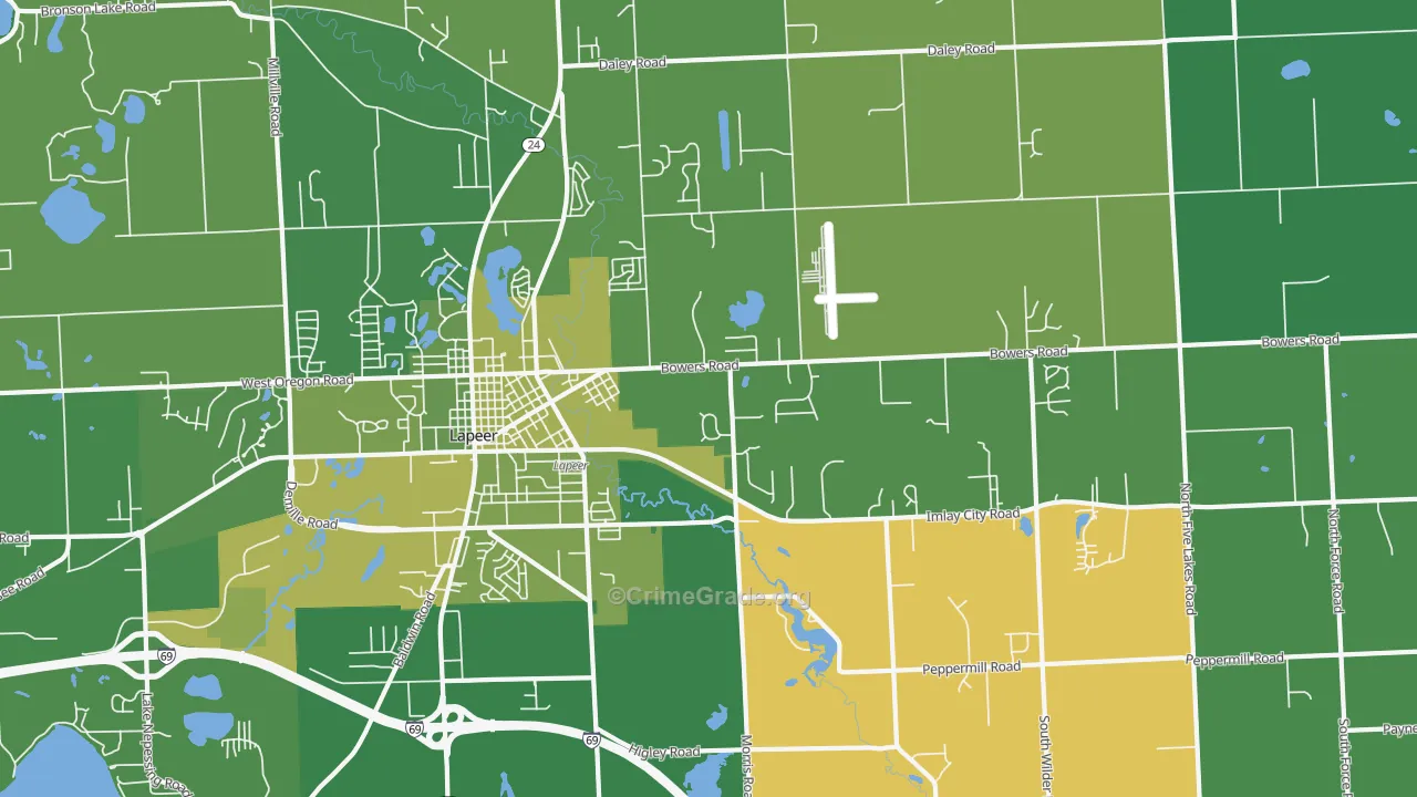 Hunters Creek, MI Map of Vehicle Theft Rates