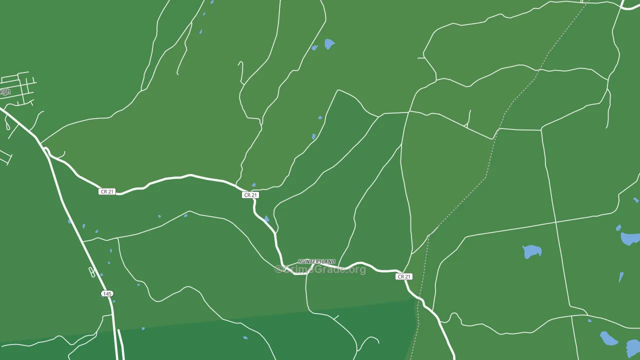 Huntersland, NY Map of Vehicle Theft Rates