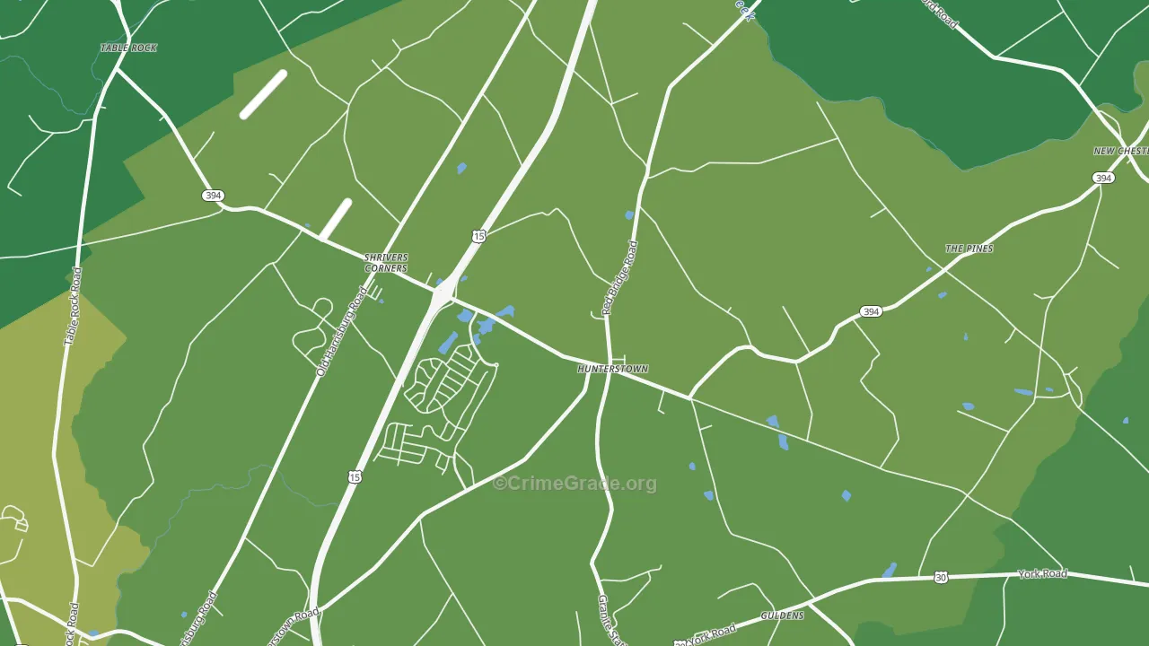 Hunterstown, PA Map of Vehicle Theft Rates