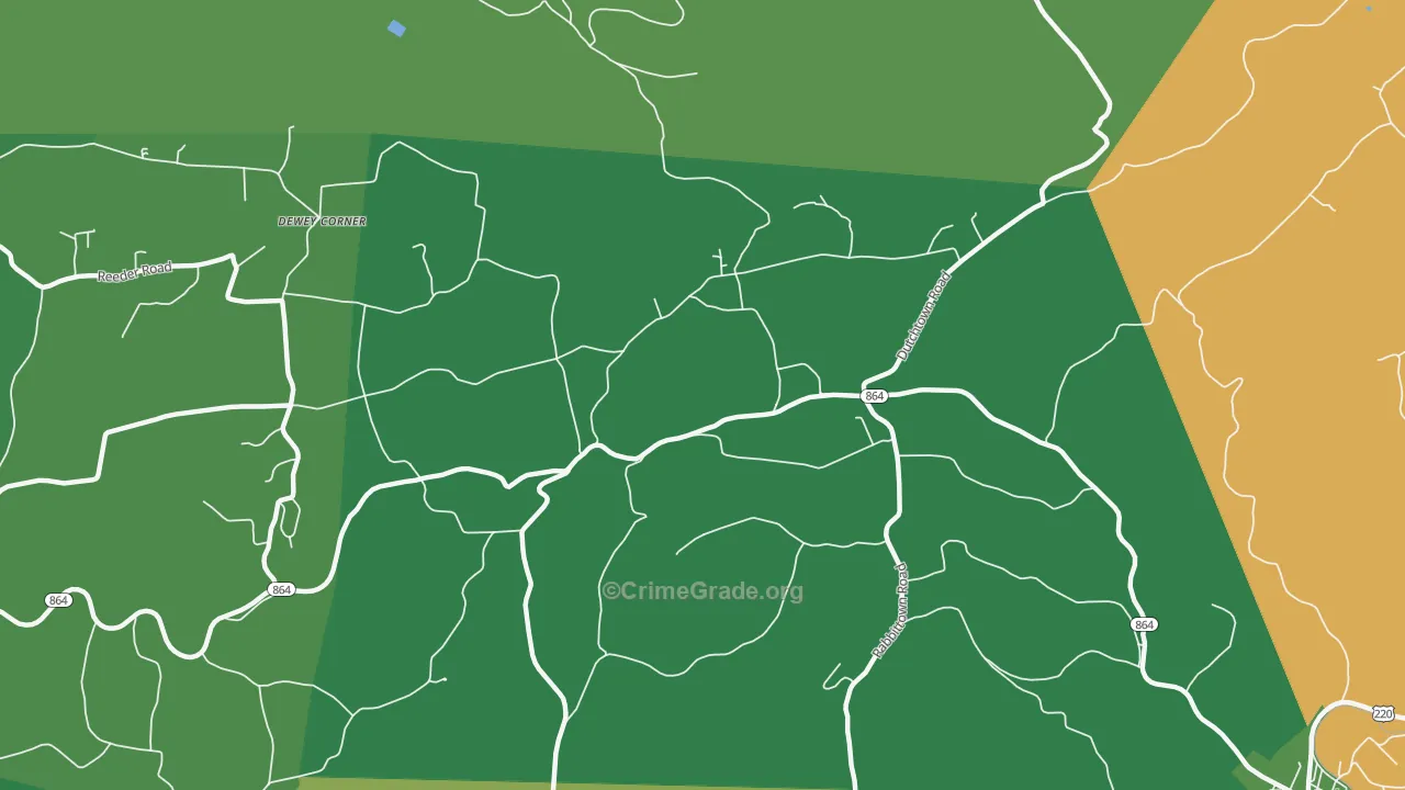 Huntersville, PA Map of Vehicle Theft Rates