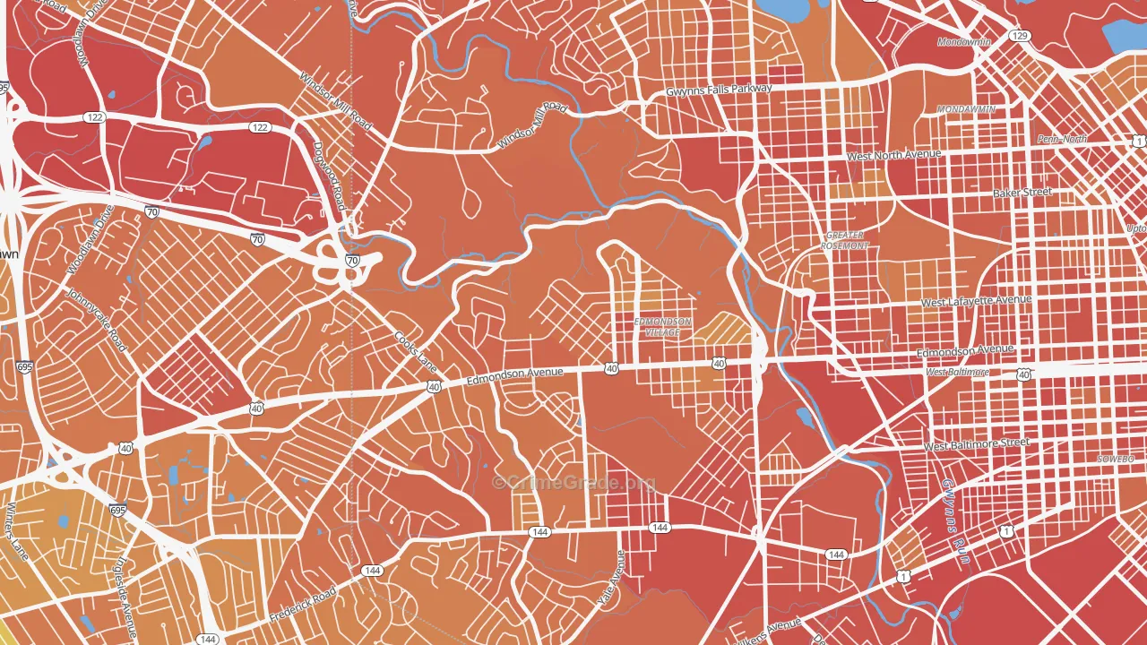 Hunting Ridge, Baltimore, MD Map of Vehicle Theft Rates