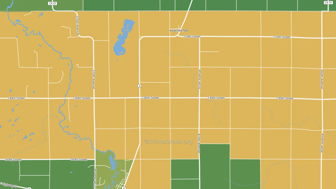 Huntington, IA Map of Vehicle Theft Rates