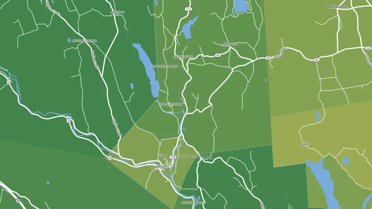 Huntington, MA Map of Vehicle Theft Rates