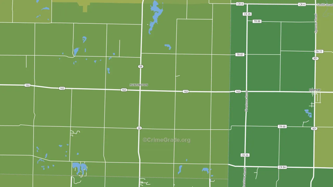 Huntington, OH Map of Vehicle Theft Rates