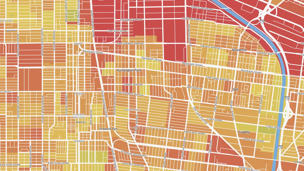 Huntington Park, CA Map of Vehicle Theft Rates