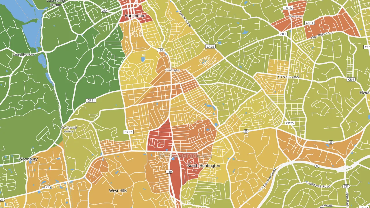Huntington Station, NY Map of Vehicle Theft Rates