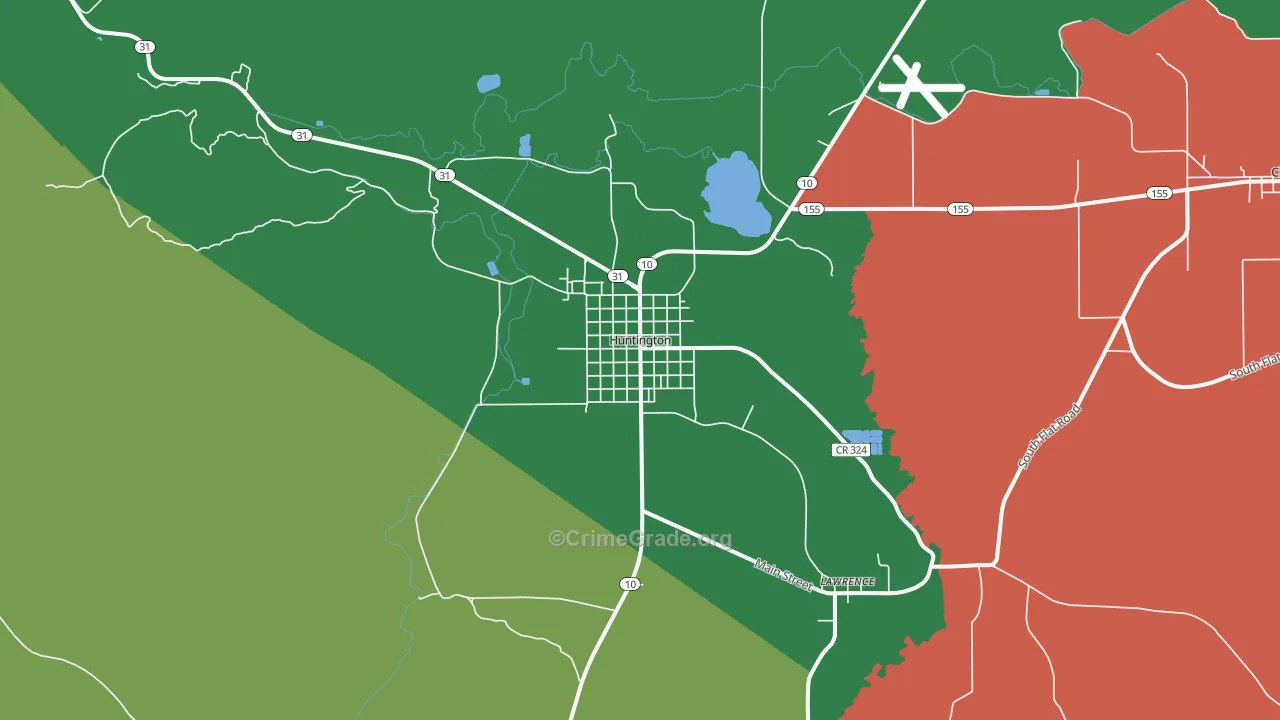 Huntington, UT Map of Vehicle Theft Rates
