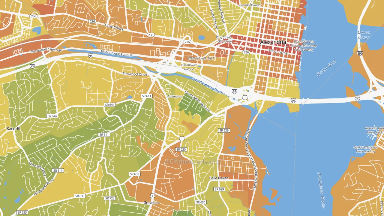 Huntington, VA Map of Vehicle Theft Rates