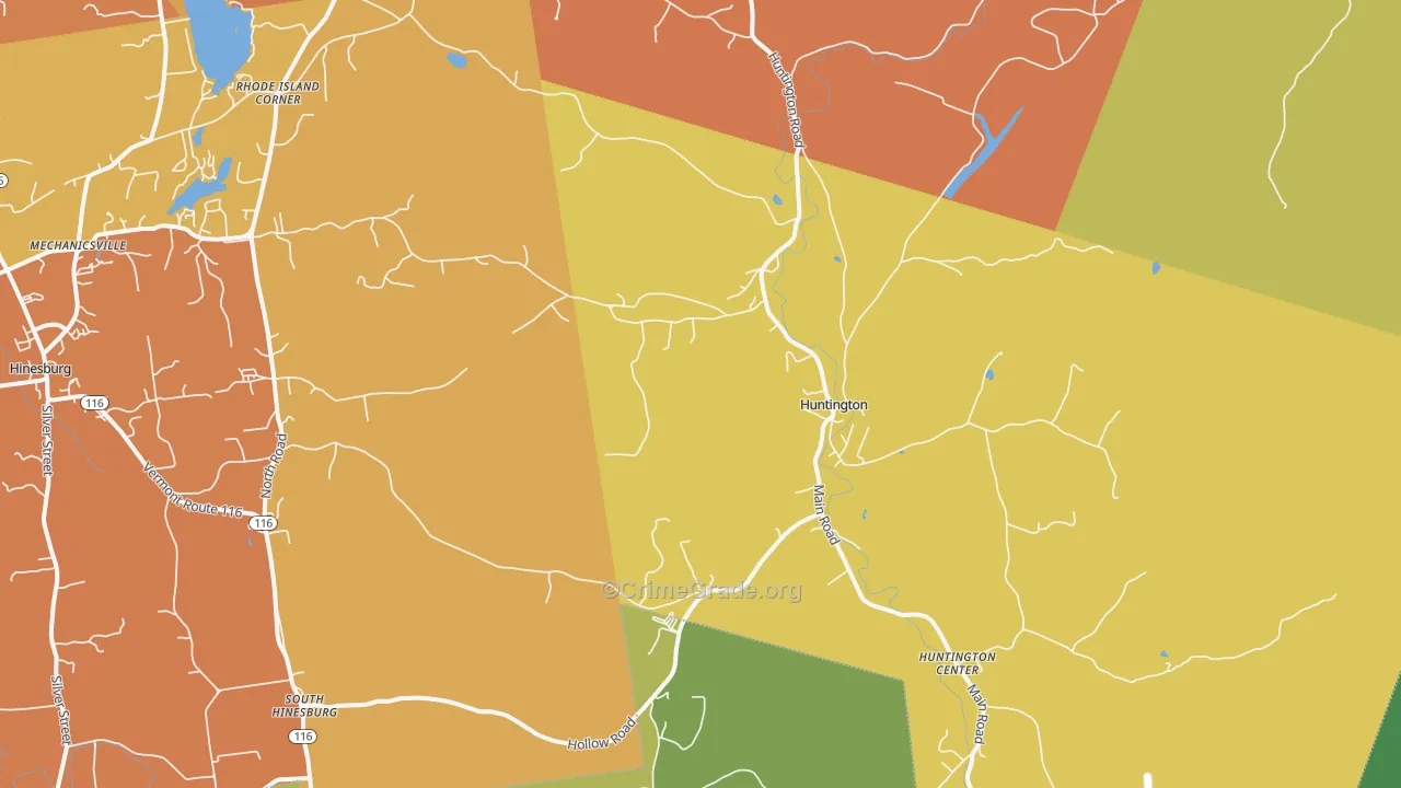 Huntington, VT Map of Vehicle Theft Rates