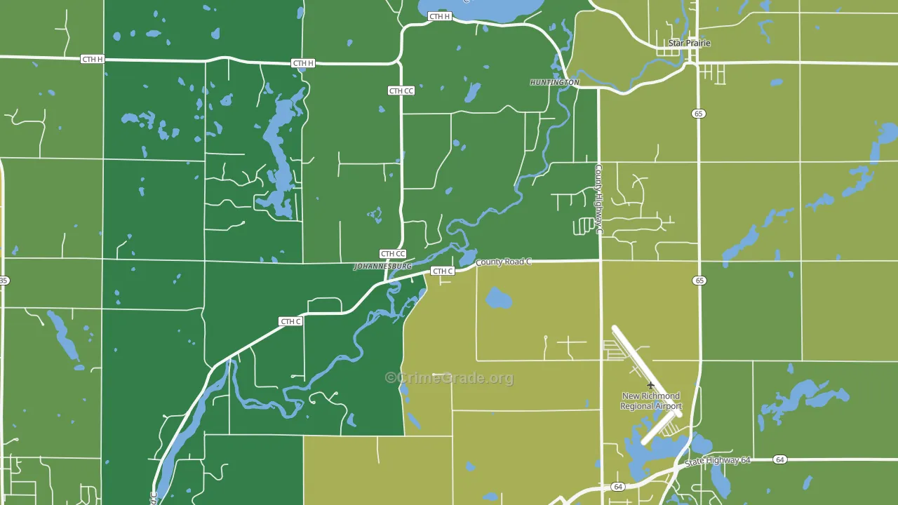 Huntington, WI Map of Vehicle Theft Rates